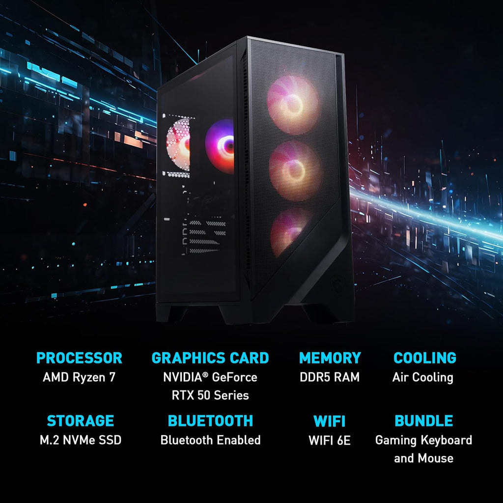 Codex Z2 Gaming Desktop: AMD R7-8700F, Geforce RTX 5070, 32GB DDR5, 2TB M.2 Nvme SSD, USB Type-C, Vr-Ready, Windows 11 Home : A8NVP-436US