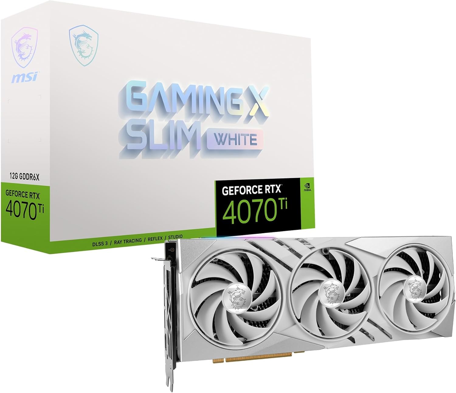 Unleash Your Gaming Potential with the NVIDIA GeForce RTX 4070 Ti Gaming X Slim White 12G Graphics Card - Featuring 12GB GDDR6X and Extreme Boost Clock of 2745 MHz!
