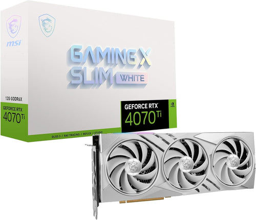 Unleash Your Gaming Potential with the NVIDIA GeForce RTX 4070 Ti Gaming X Slim White 12G Graphics Card - Featuring 12GB GDDR6X and Extreme Boost Clock of 2745 MHz!