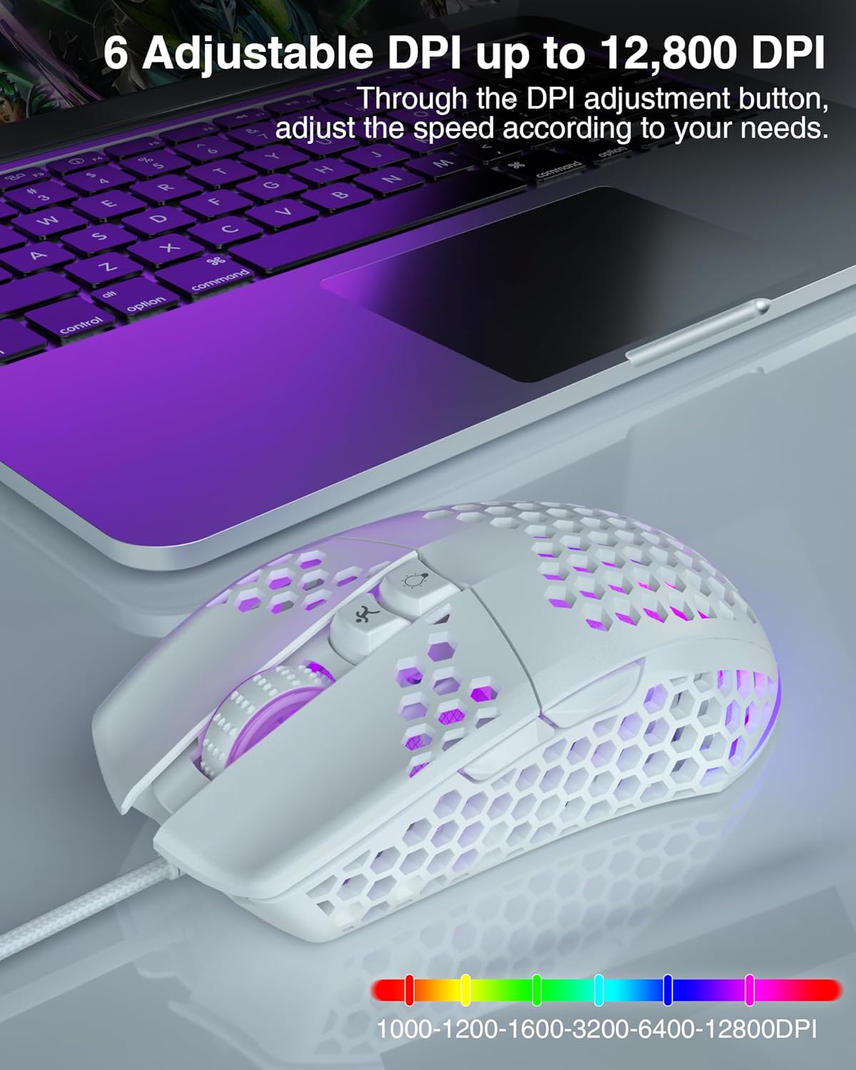 SM900 Wired Gaming Mouse - Adjustable 12800 DPI with RGB Lights and Programmable Side Buttons for Ultimate Gaming Experience