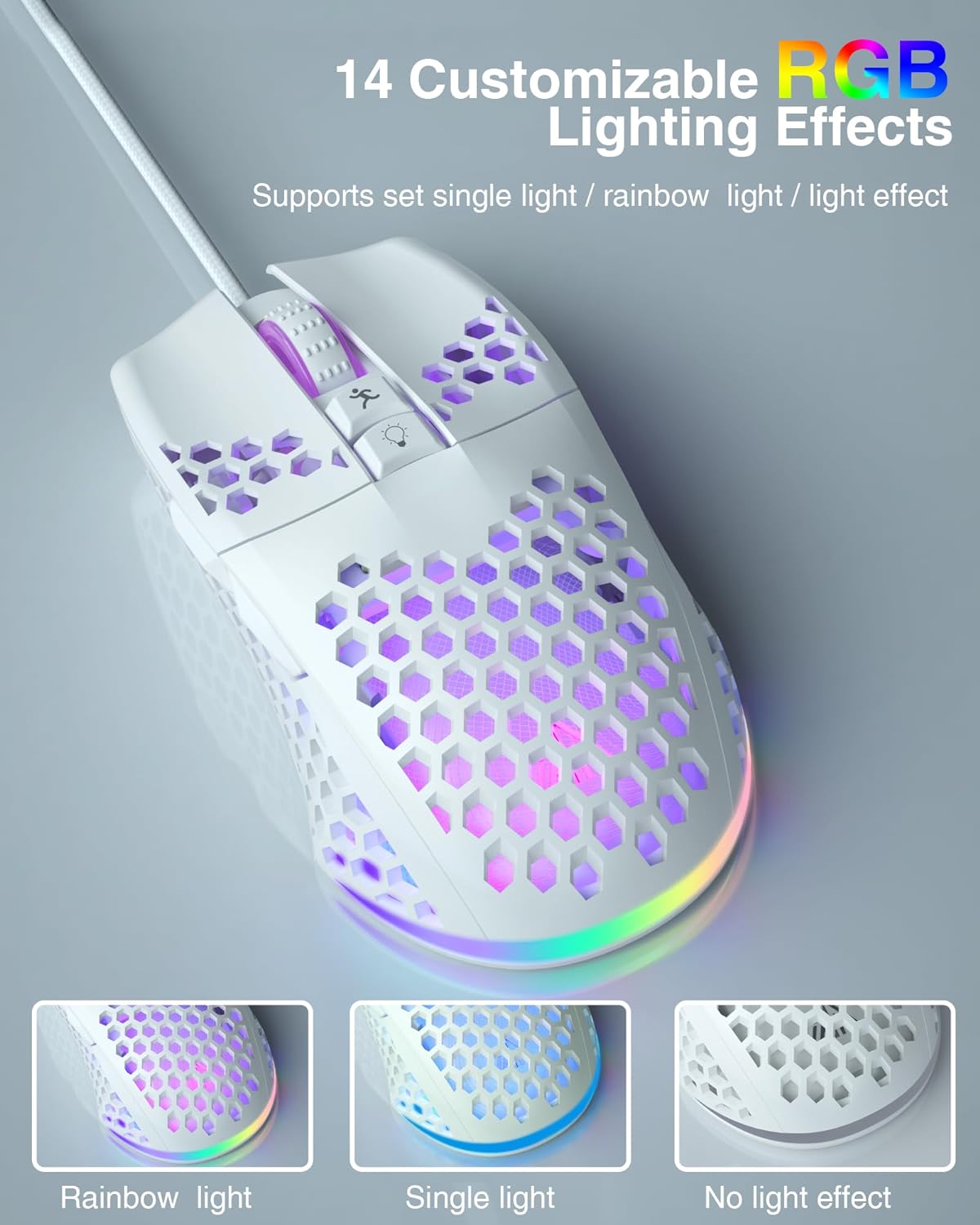 SM900 Wired Gaming Mouse - Adjustable 12800 DPI with RGB Lights and Programmable Side Buttons for Ultimate Gaming Experience