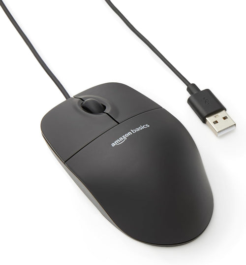 3-Button USB Wired Mouse with Responsive Tracking, Plug & Play, Compatible with Windows and Mac, Black